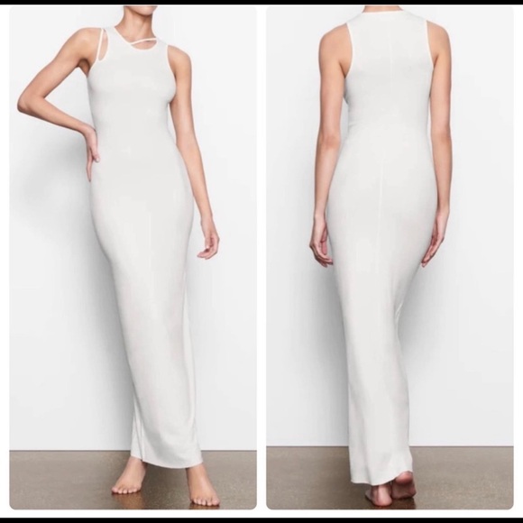 Skims ribbed knit soft lounge cut out maxi dress. - Picture 1 of 3